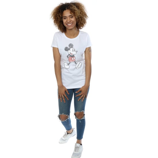 Disney Womens/Ladies Walking Mickey Mouse Cotton T-Shirt (White) - Image 6