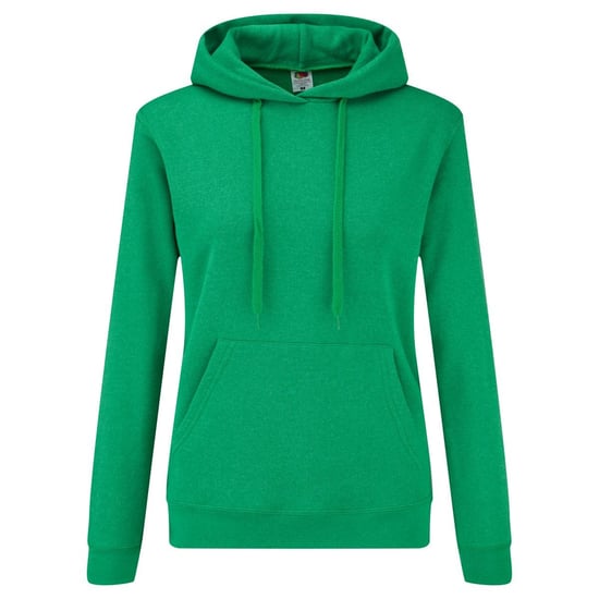 Fruit Of The Loom Ladies Lady Fit Hooded Sweatshirt / Hoodie (Heather Green) - Image 1