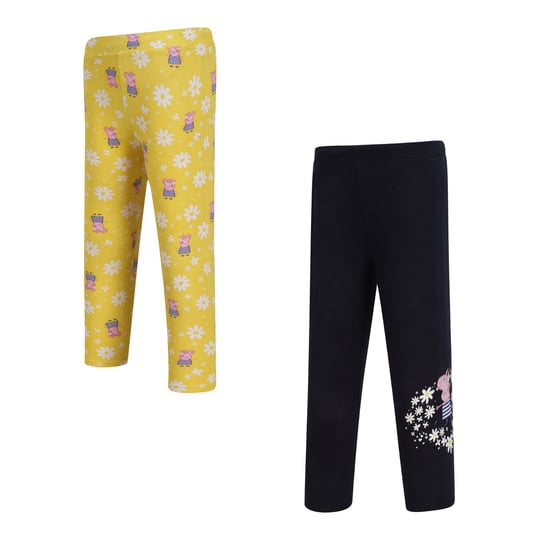 Regatta Childrens/Kids Printed Peppa Pig Leggings (Pack of 2) (Maize Yellow/Navy) - Image 1