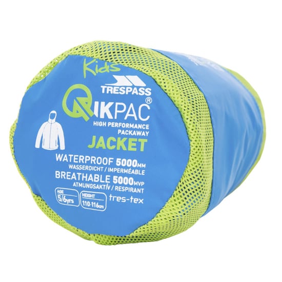 Trespass Childrens/Kids Qikpac Waterproof Packaway Jacket - Image 3