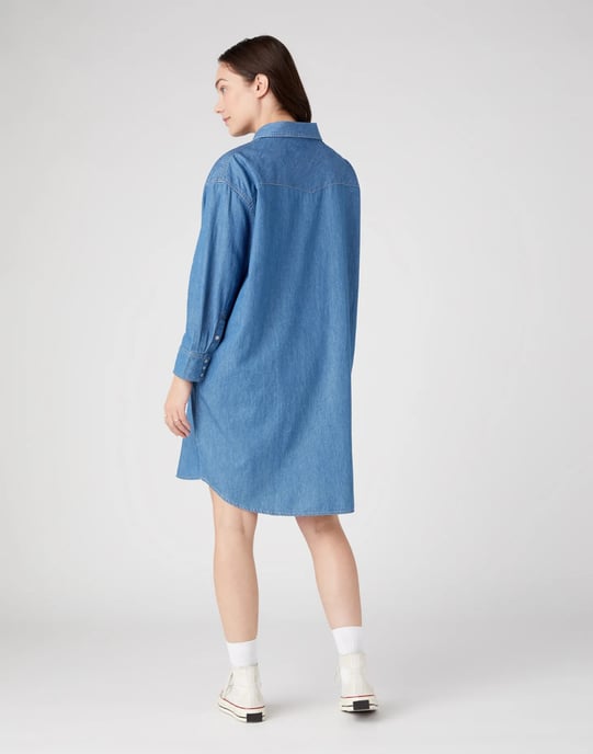 GB - Wrangler - DENIM SHIRT DRESS MID INDIGO - Image 2