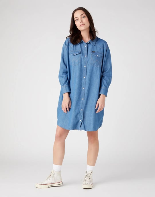 GB - Wrangler - DENIM SHIRT DRESS MID INDIGO - Image 3
