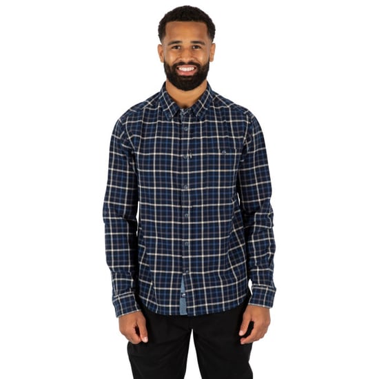 Trespass Mens Withnell Checked Cotton Shirt (Blue) - Image 3