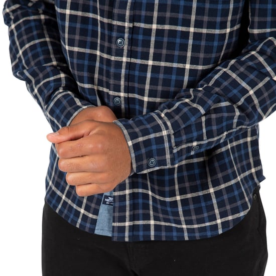 Trespass Mens Withnell Checked Cotton Shirt (Blue) - Image 4