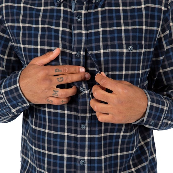 Trespass Mens Withnell Checked Cotton Shirt (Blue) - Image 5