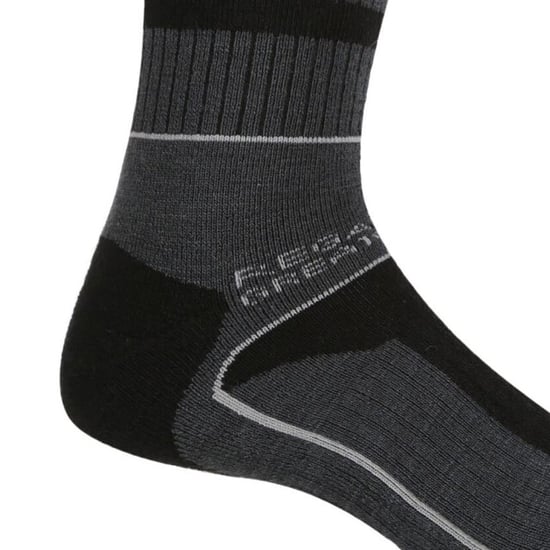 Regatta Mens Samaris 3 Season Socks (Pack of 2) (Black/Dark Steel) - Image 2