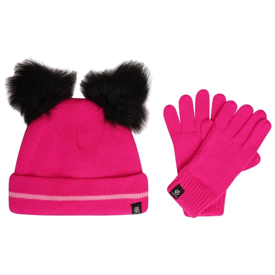 Dare 2B Childrens/Kids Brighten Fluffy Hat And Gloves Set (Pink Glow/Cotton Candy) - Image 1