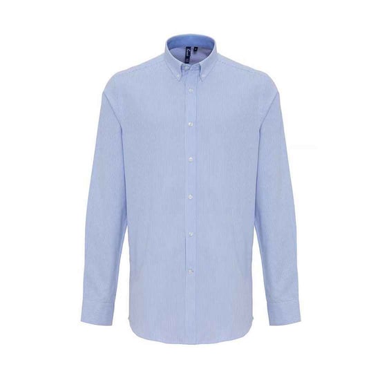 Premier Mens Stripe Oxford Shirt (White/Oxford Blue) - Image 1