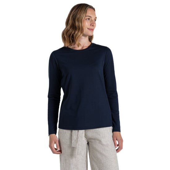 Craghoppers Womens/Ladies Akona Stripe Nosilife Long-Sleeved T-Shirt (Blue Navy) - Image 1
