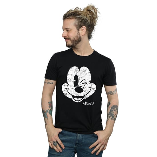 Disney Mens Mickey Mouse Distressed Face T-Shirt (Black) - Image 3