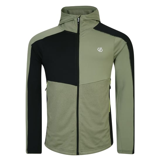 Dare 2B Mens Assimilate Core Stretch Hooded Midlayer (Oil Green/Green Algae/Black) - Image 1