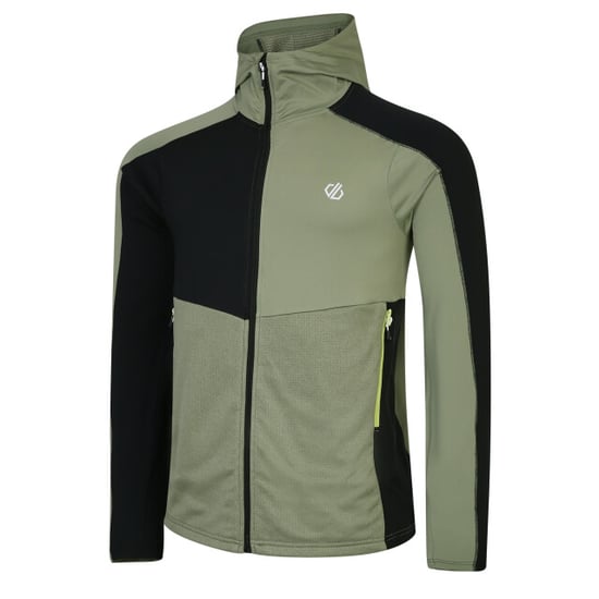 Dare 2B Mens Assimilate Core Stretch Hooded Midlayer (Oil Green/Green Algae/Black) - Image 3