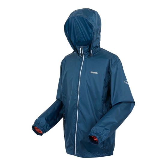 Regatta Mens Lyle IV Waterproof Hooded Jacket (Moonlight Denim/Tangerine Tango) - Image 3