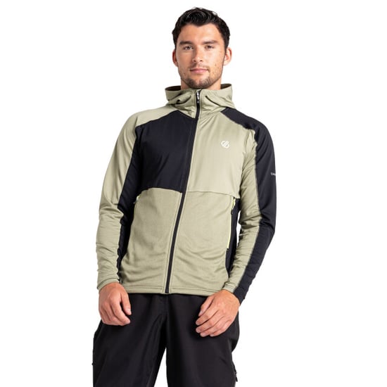 Dare 2B Mens Assimilate Core Stretch Hooded Midlayer (Oil Green/Green Algae/Black) - Image 4