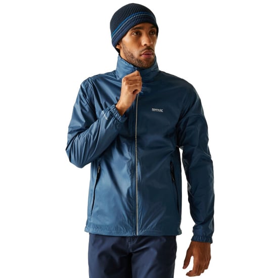 Regatta Mens Lyle IV Waterproof Hooded Jacket (Moonlight Denim/Tangerine Tango) - Image 4