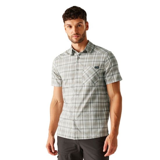Regatta Mens Begarno Checked Short-Sleeved Shirt (White/Golden Sand/Treetop) - Image 4