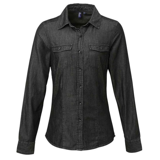 Premier Womens/Ladies Denim Jean Style Stitching Shirt (Black Denim) - Image 1