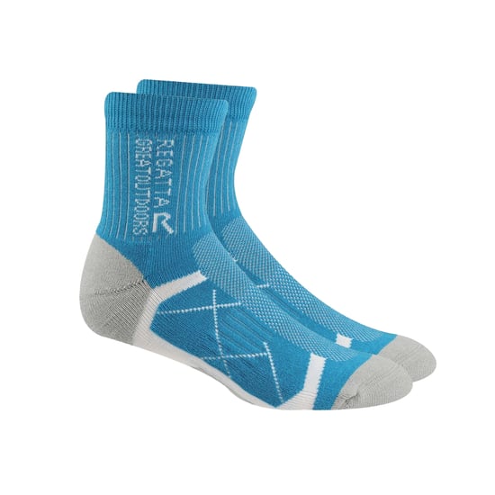 Regatta Womens/Ladies Outdoor Boot Socks (Pack of 2) (Light Steel/Niagra Blue) - Image 2