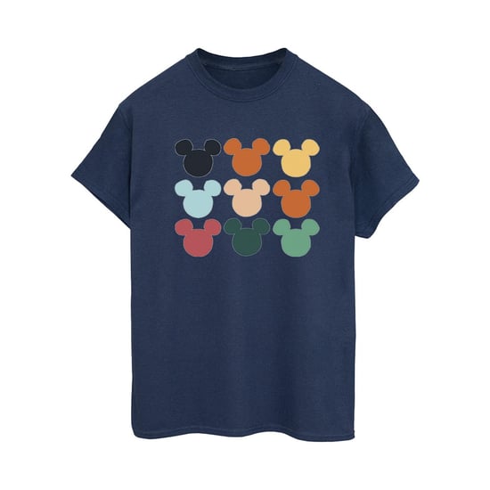 Disney Womens/Ladies Mickey Mouse Heads Square Cotton Boyfriend T-Shirt (Navy Blue) - Image 1