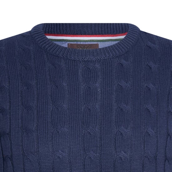 Cappuccino Italia Jersey Cable Pullover Azul Marino - Image 2