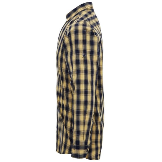 Premier Mens Mulligan Checked Cotton Long-Sleeved Shirt (Camel/Navy) - Image 3
