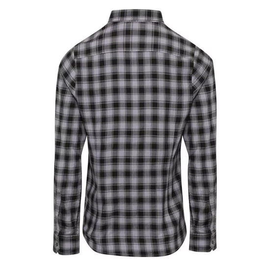 Premier Womens/Ladies Mulligan Checked Cotton Long-Sleeved Shirt (Steel/Cool Grey) - Image 2