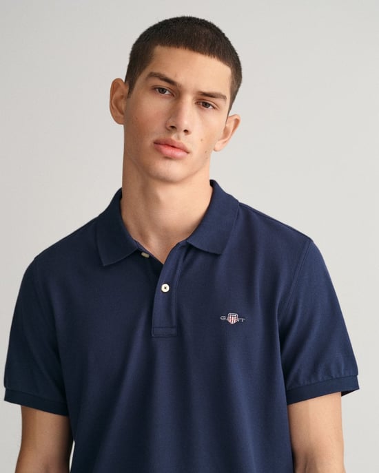 GANT Mens Regular Fit Short Sleeve Shield Logo Pique Polo - Image 1