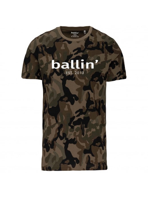 Ballin Est. 2013 Tee SS Ejército Camuflaje Camisa Verde - Image 3