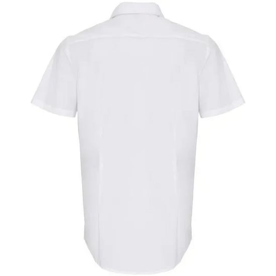 Premier Mens Poplin Stretch Short-Sleeved Shirt (White) - Image 2