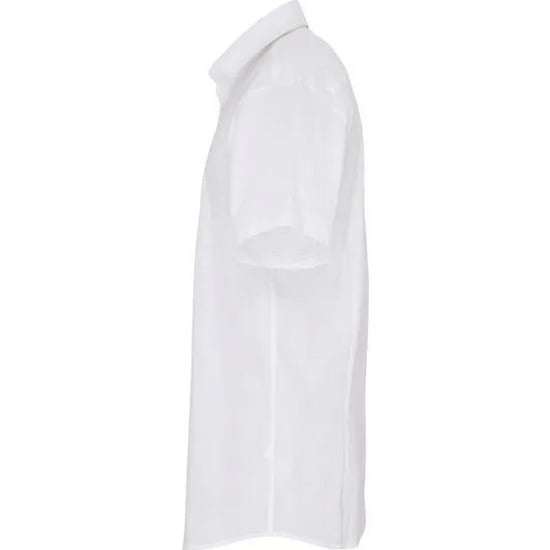 Premier Mens Poplin Stretch Short-Sleeved Shirt (White) - Image 3