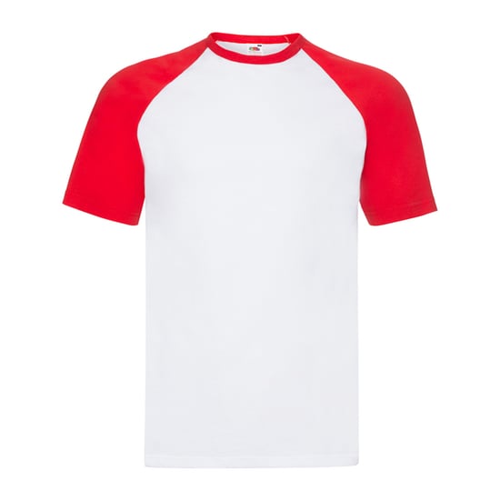 Fruit of the Loom Mens Short-Sleeved Baseball T-Shirt (White/Red) - Image 1