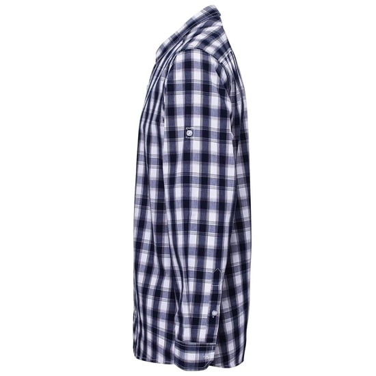 Premier Mens Mulligan Checked Cotton Long-Sleeved Shirt (White/Navy) - Image 3