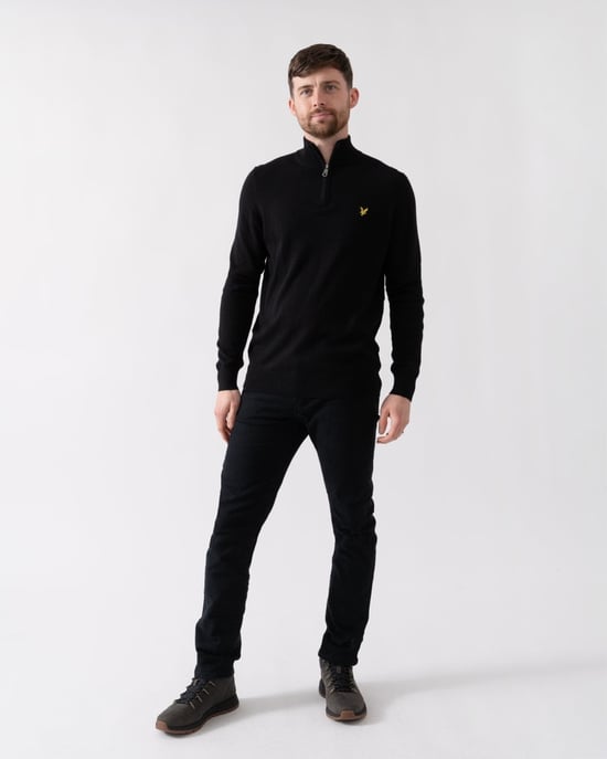Lyle & Scott Cotton Merino Mens Quarter Zip Jumper - Image 3
