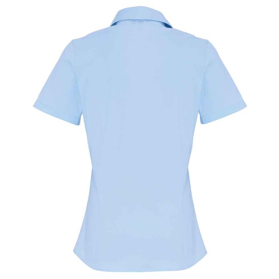 Premier Womens/Ladies Cotton Poplin Stretch Short-Sleeved Shirt (Pale Blue) - Image 2