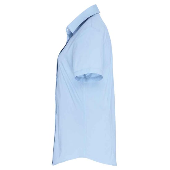 Premier Womens/Ladies Cotton Poplin Stretch Short-Sleeved Shirt (Pale Blue) - Image 3