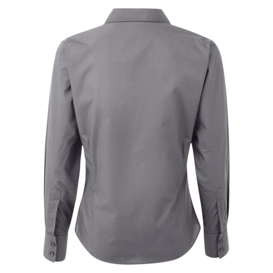 Premier Womens/Ladies Poplin Long-Sleeved Blouse (Dark Grey) - Image 2