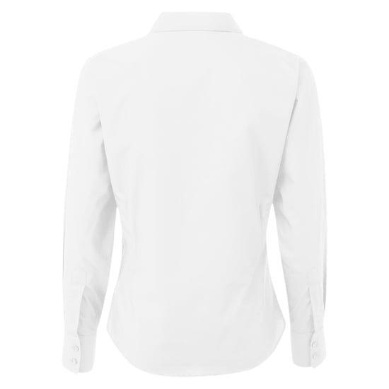 Premier Womens/Ladies Poplin Long-Sleeved Blouse (White) - Image 2