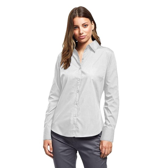 Premier Womens/Ladies Poplin Long-Sleeved Blouse (White) - Image 3