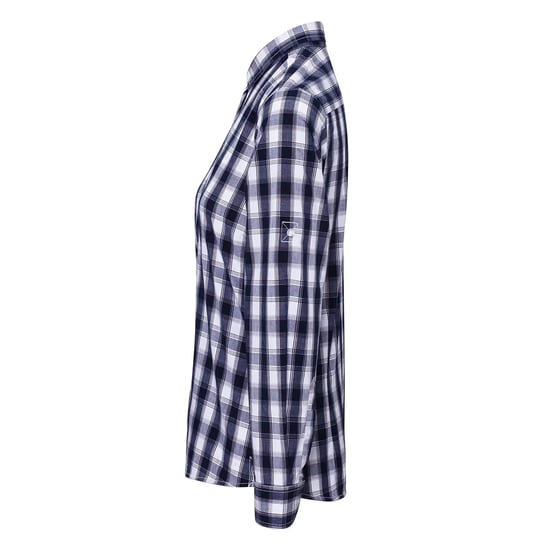 Premier Womens/Ladies Mulligan Checked Cotton Long-Sleeved Shirt (White/Navy) - Image 3