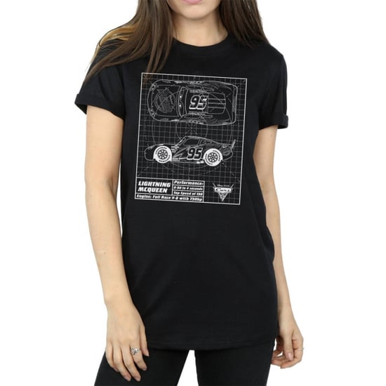 Disney Womens/Ladies Cars Lightning McQueen Blueprint Cotton Boyfriend T-Shirt (Black) - Image 5