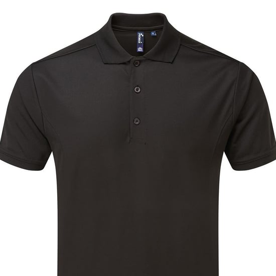 Premier Mens Coolchecker Polo Shirt (Black) - Image 2