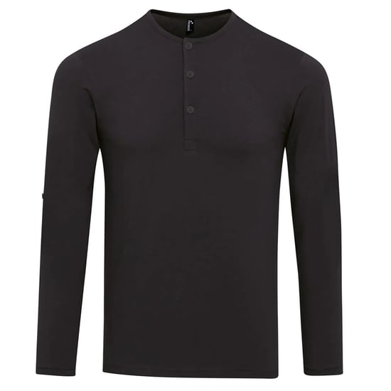 Premier Mens Long John Rolled Sleeves T-Shirt (Black) - Image 1