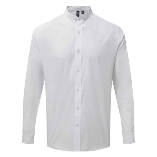Premier Mens Banded Collared Long-Sleeved Shirt (White) - Image 1