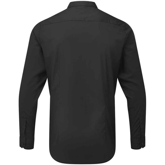 Premier Mens Banded Collared Long-Sleeved Shirt (Black) - Image 2