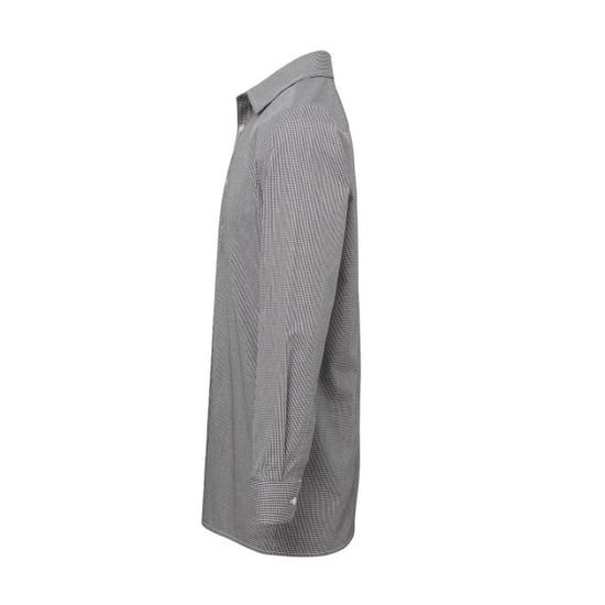 Premier Mens Gingham Micro Checked Long-Sleeved Shirt (Black/White) - Image 2