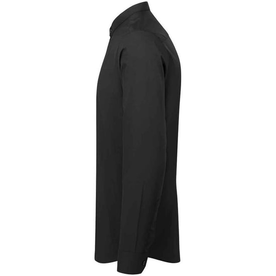 Premier Mens Banded Collared Long-Sleeved Shirt (Black) - Image 3