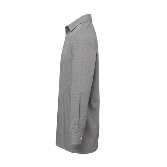 Premier Mens Gingham Micro Checked Long-Sleeved Shirt (Black/White) - Image 3