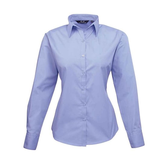 Premier Womens/Ladies Poplin Long-Sleeved Blouse (Mid Blue) - Image 1