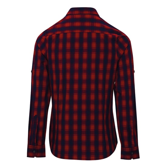 Premier Womens/Ladies Mulligan Checked Cotton Long-Sleeved Shirt (Red/Navy) - Image 2