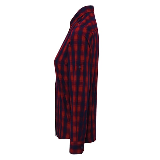 Premier Womens/Ladies Mulligan Checked Cotton Long-Sleeved Shirt (Red/Navy) - Image 3